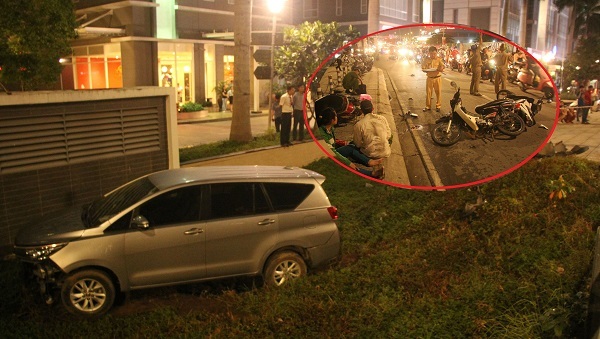 Ôtô tông liên hoàn loạt xe máy, 1 người chết, 4 người bị thương