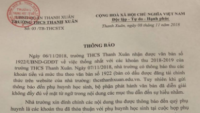 Bị tố thu 2 loại học phí, trường đính chính do diễn giải thiếu về các khoản thu