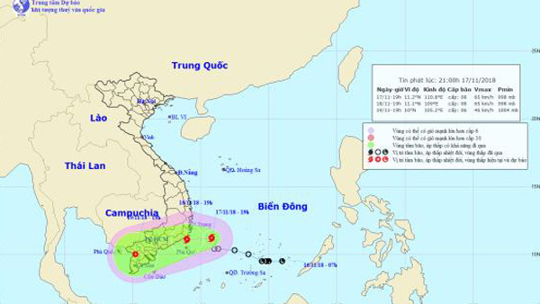 Bão khẩn cấp, gió giật cấp 10 trên Biển Đông