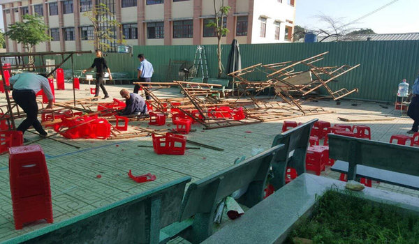 Xử lý nghiêm việc sập giàn giáo trong sân trường ngày 20/11
