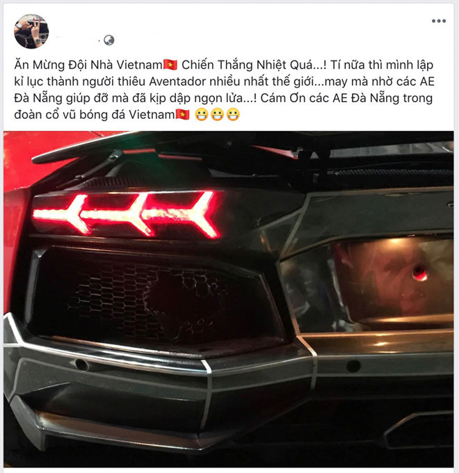 Đi bão ăn mừng, siêu xe Lamborghini nẹt pô cháy đuôi ở Đà Nẵng