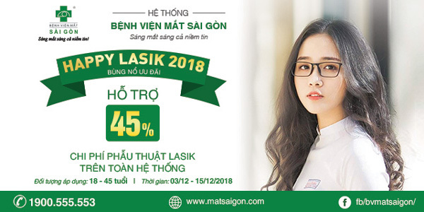 Happy Lasik: Hỗ trợ đến 45% phí phẫu thuật tật khúc xạ