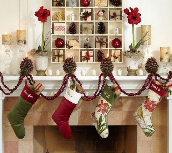 Using socks to decorate your home at Christmas 