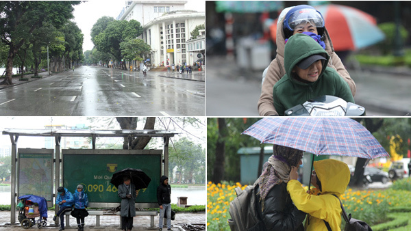 Hà Nội rét 9 độ: Phố đi bộ vắng hoe, người đi đường co ro phóng xe