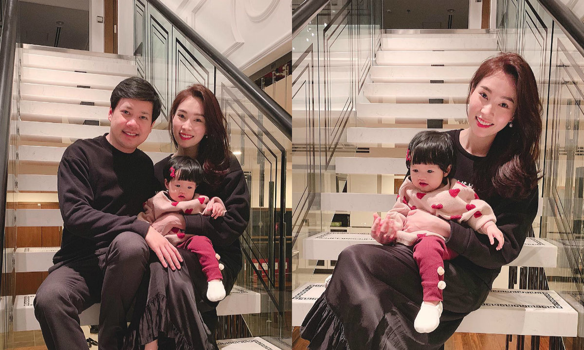 Vợ chồng Hoa hậu Đặng Thu Thảo đón năm mới đầu tiên với con gái