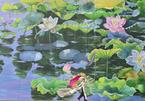 Chiêm ngưỡng hai bức tranh sen khổng lồ mới xuất hiện ở Hà Nội