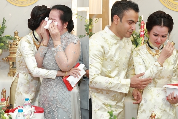 Võ Hạ Trâm ôm mẹ khóc trong lễ vu quy cùng doanh nhân Ấn Độ hơn 12 tuổi