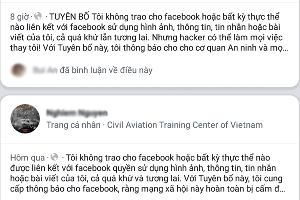 Đăng status kiểm soát thông tin cá nhân trên Facebook là trò lừa đảo