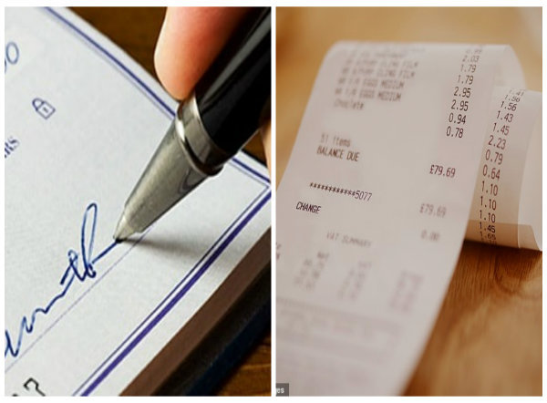 Thận trọng khi dùng tờ sec vì chứa chất độc có thể gây bệnh