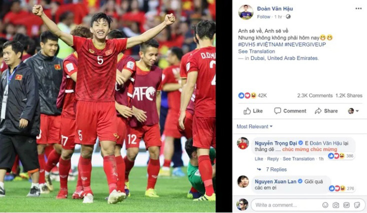 Tuyển thủ Việt Nam gây bão mạng: “Anh sẽ về, nhưng không phải hôm nay”