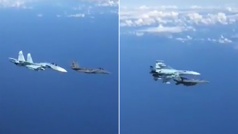Xem chiến cơ Nga Su-27 ập tới đuổi tiêm kích Mỹ F-15