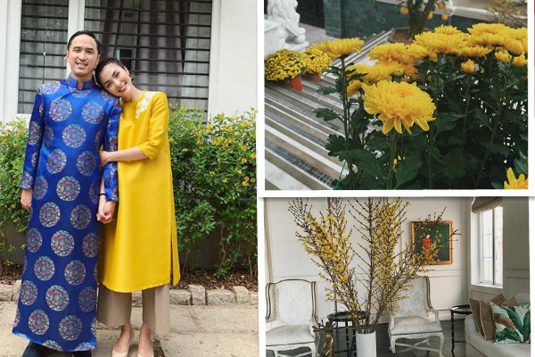 Tăng Thanh Hà khoe biệt thự triệu đô ngập tràn hoa trái ngày Tết