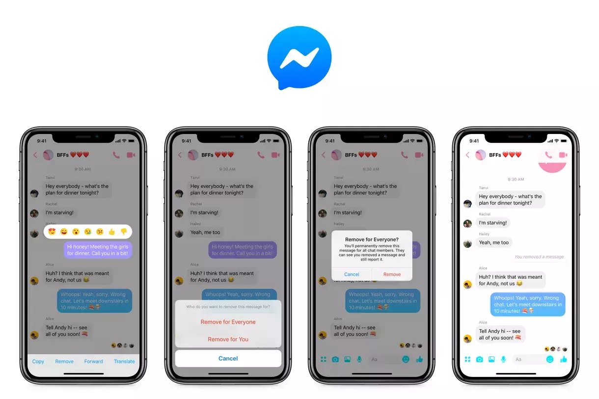 Facebook Messenger cho phép xóa tin nhắn đã gửi