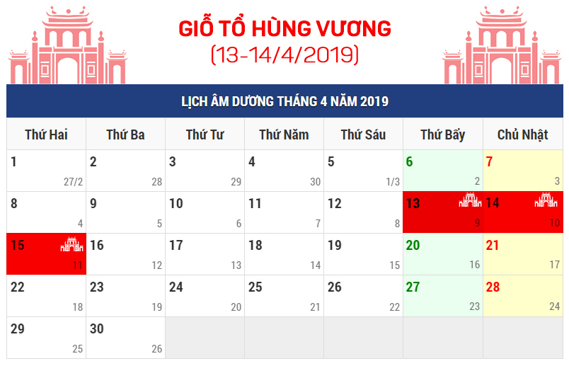 Nghỉ giỗ Tổ Hùng Vương, 30/4, 1/5 như nghỉ Tết