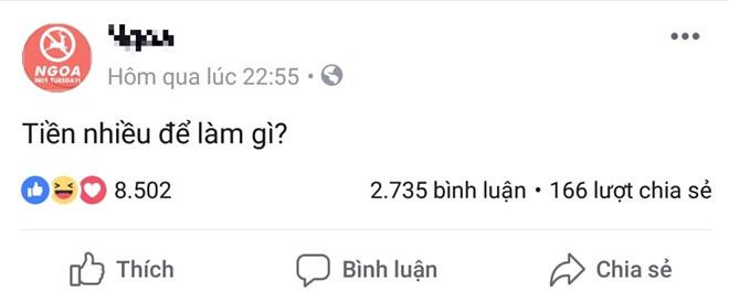 Giờ lên mạng chỗ nào cũng thấy bị hỏi 'Tiền nhiều để làm gì?'