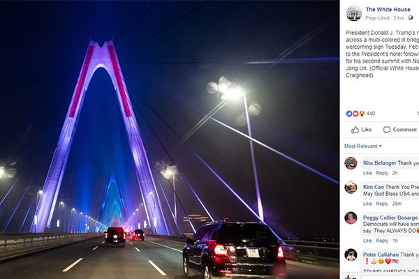 Nhà Trắng đăng ảnh cầu Nhật Tân trên trang fanpage chính thức