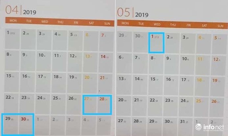 Lịch nghỉ 30/4, 1/5 và giỗ tổ Hùng Vương 2019