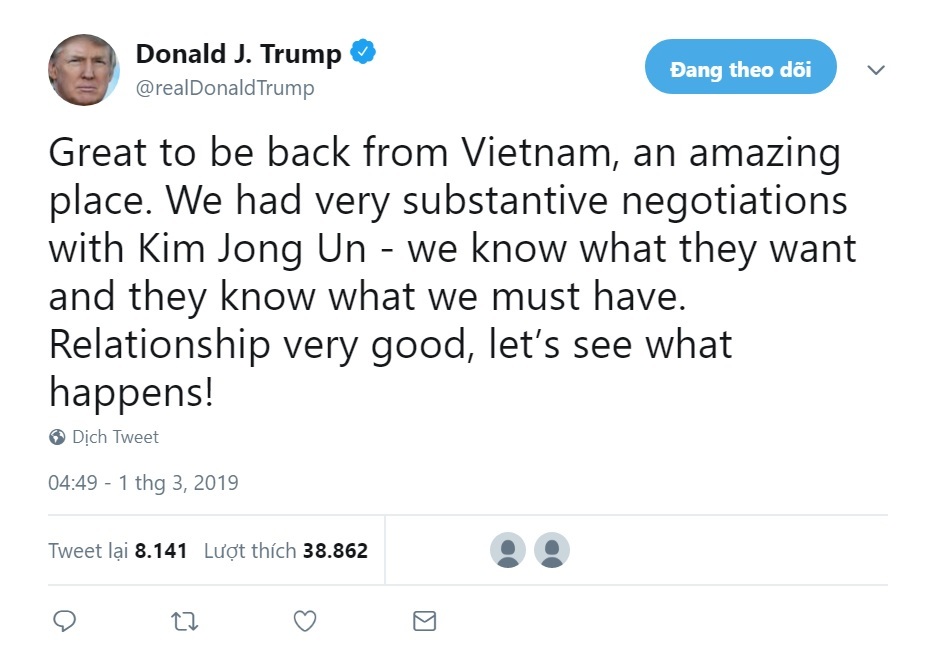 Tổng thống Donald Trump khen ngợi Việt Nam là nơi tuyệt vời