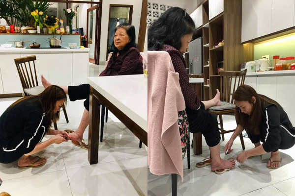 Mỹ Tâm 'đốn tim' fan với hình ảnh cắt móng chân cho mẹ ngày 8/3
