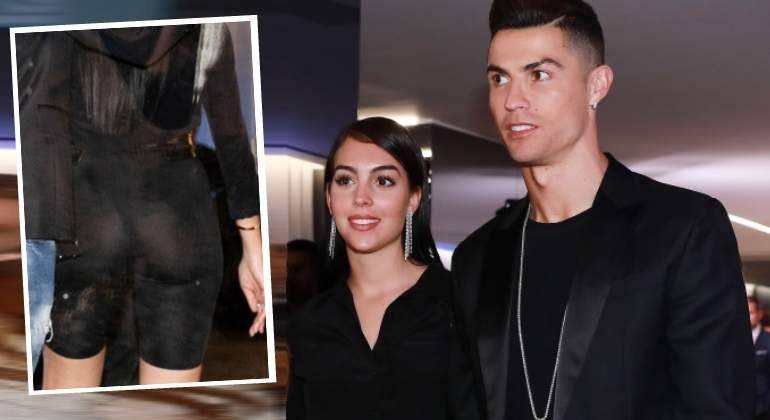 Bạn gái CR7 gặp sự cố thời trang khó coi vì mặc quần quá bó sát