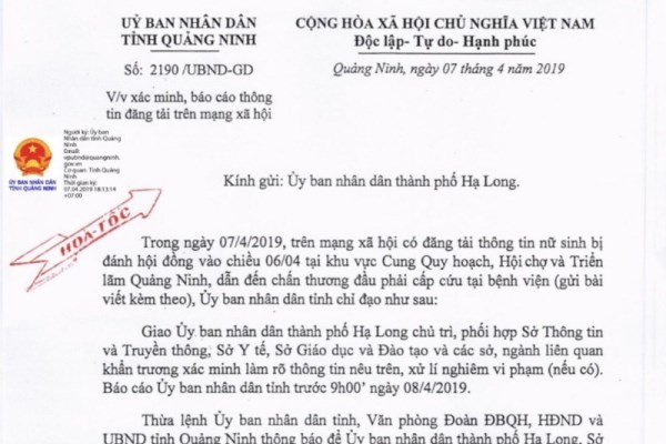 Tỉnh ra văn bản hỏa tốc, Giám đốc Sở Quảng Ninh thăm nữ sinh bị đánh