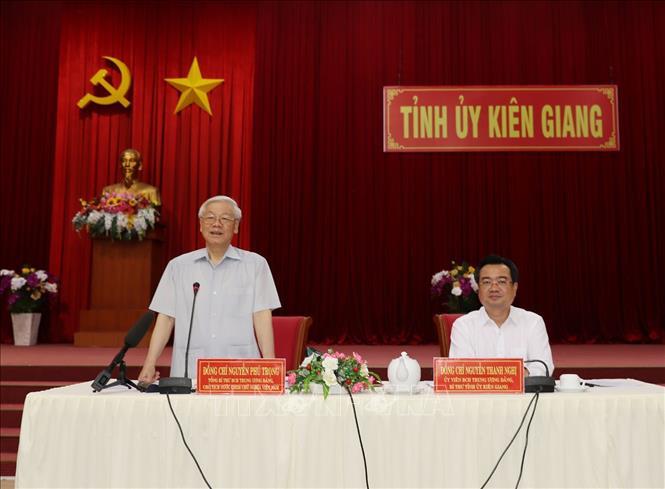 Hình ảnh Tổng bí thư, Chủ tịch nước làm việc tại Kiên Giang