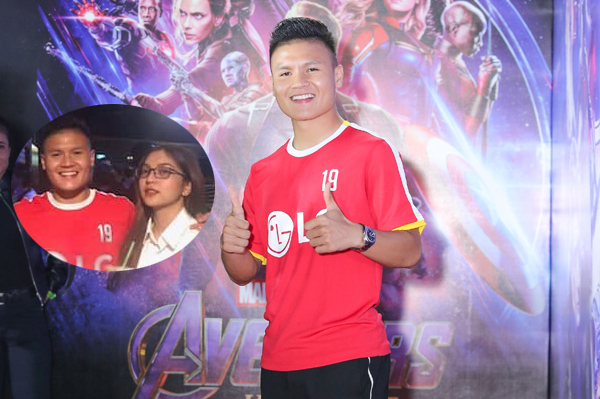 Quang Hải và bạn gái hotgirl gây chú ý tại buổi ra mắt 'Avengers: Endgame'