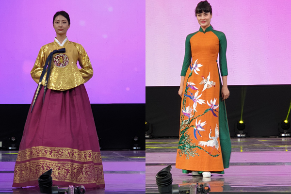 Áo dài Việt khoe sắc bên Hanbok của Hàn Quốc