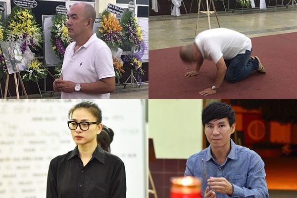 Quốc Thuận quỳ gối, dập đầu trước linh cữu của nghệ sĩ Lê Bình
