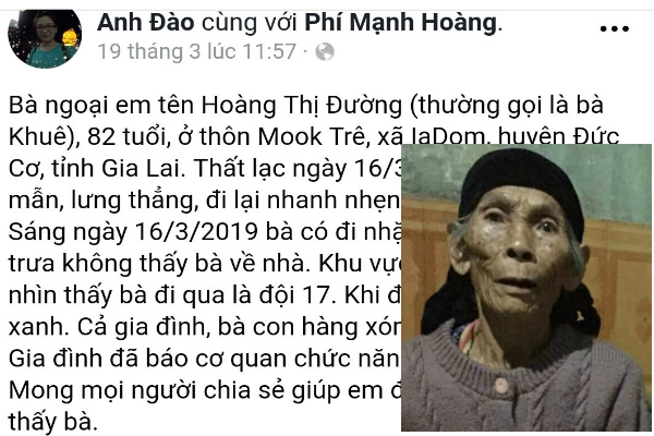 Cụ bà mang theo nhiều tiền vàng mất tích, tìm thấy xác cách 10km