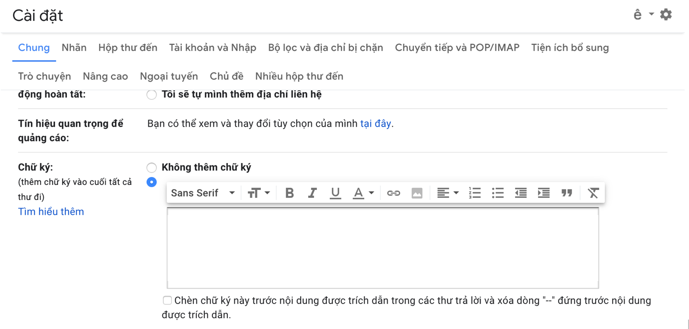 Cách tạo chữ ký đơn giản và chuyên nghiệp trên Gmail