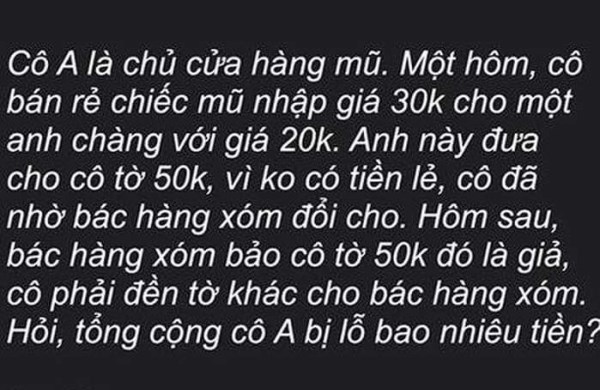 Bài toán tính tiền lỗ làm đau đầu cư dân mạng