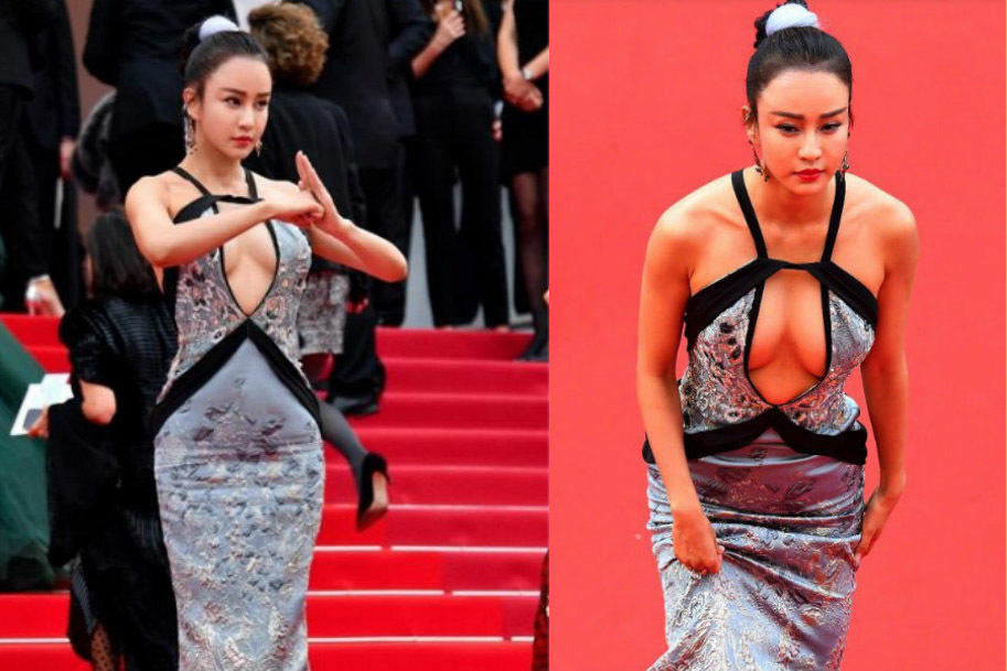 Mỹ nhân 'KungFu Yoga' mặc váy khoét sâu khoe vòng 1 gây tranh cãi ở Cannes