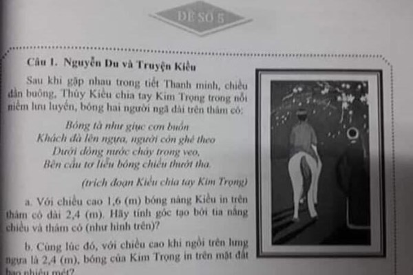 Truyện Kiều Vao đề Toan Học Sinh Phải Tinh Bong Của Kim Trọng In Tren Mặt đất Vietnamnet