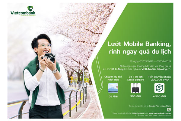 Lướt Mobile Banking Vietcombank, rinh quà du lịch