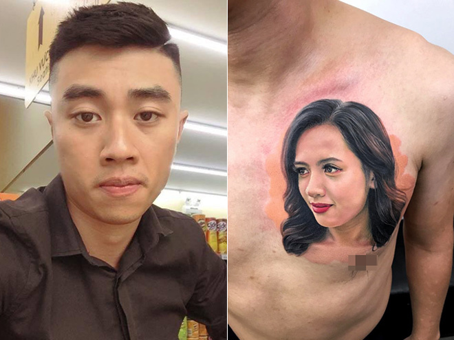 Chàng trai chịu đau 9 tiếng xăm hình chân dung vợ lên ngực
