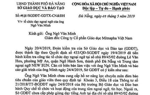 Chưa được cấp phép vẫn tổ chức dạy Tiếng Anh cho học sinh Đà Nẵng