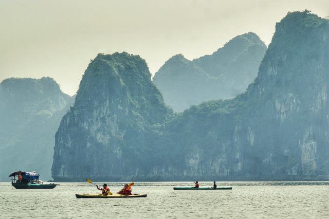 Kayaking in UNESCO-recognised Ha Long bay