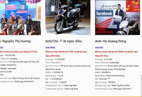 'Trúng thưởng' SH 150i, thông tin lừa đảo được dựng lên quá chi tiết 'Trúng thưởng' SH 150i, thông tin lừa đảo được dựng lên quá chi tiết