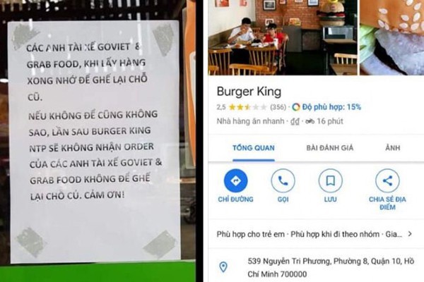 Kỳ thị tài xế Grab, Go Viet, cửa hàng Burger King bị 'dìm sao' hội đồng