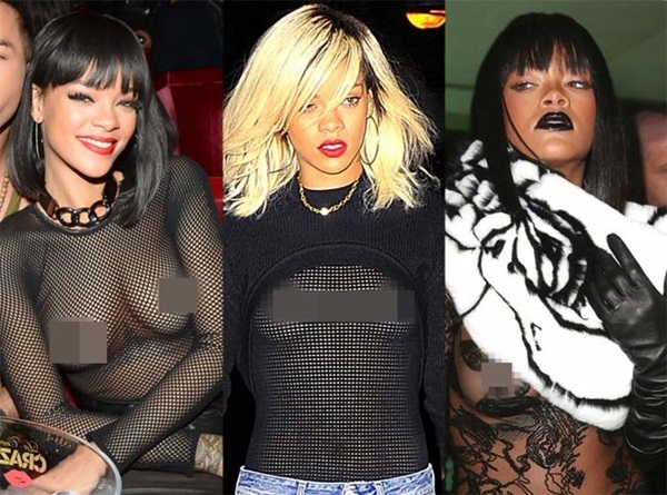 Rihanna mặc váy mỏng xuyên thấu khoe vòng 1 gây sốc nhất từ xưa đến nay