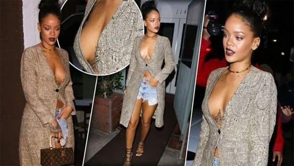 Rihanna mặc váy mỏng xuyên thấu khoe vòng 1 gây sốc nhất từ xưa đến nay