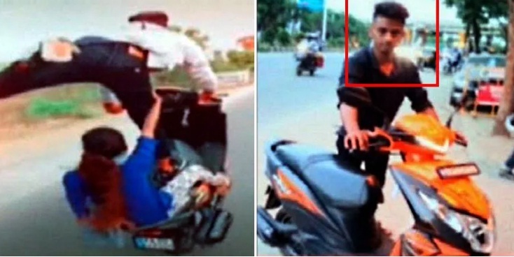 Nam thanh niên đứng 1 chân lái xe và bốc đầu liều mạng