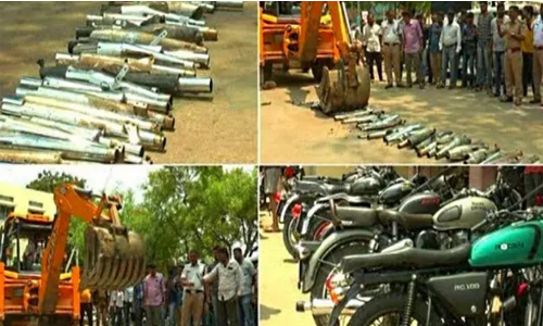 Rú ầm ĩ, loạt pô độ của mô tô Royal Enfield bị nghiền nát