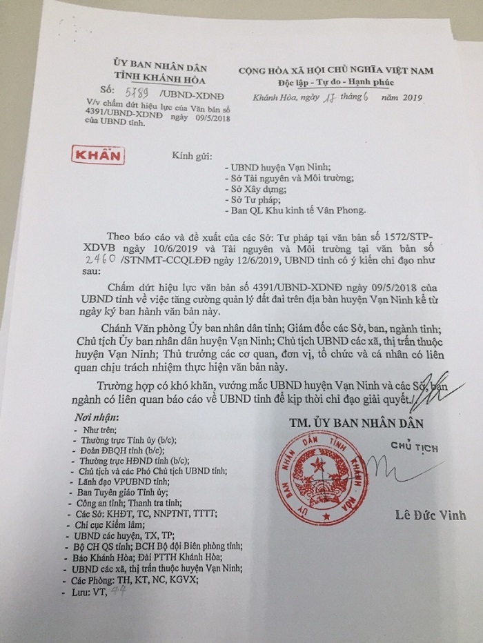 Chính thức gỡ lệnh đóng băng đất Bắc Vân Phong