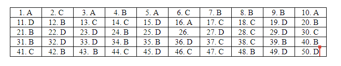 Đáp án mã đề 106 môn Toán thi THPT quốc gia 2019