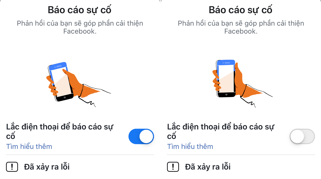 Cách bỏ thông báo 'Lắc điện thoại để báo cáo sự cố' của Facebook