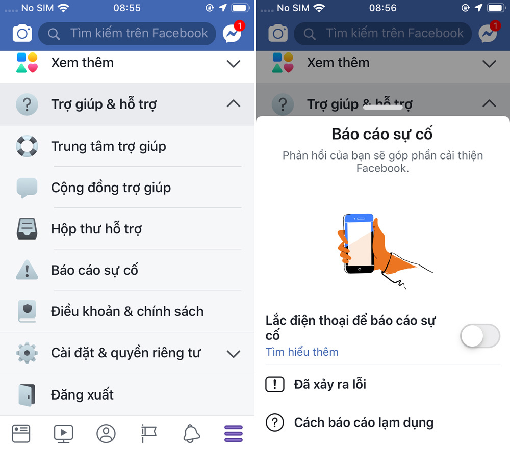 Cách bỏ thông báo 'Lắc điện thoại để báo cáo sự cố' của Facebook