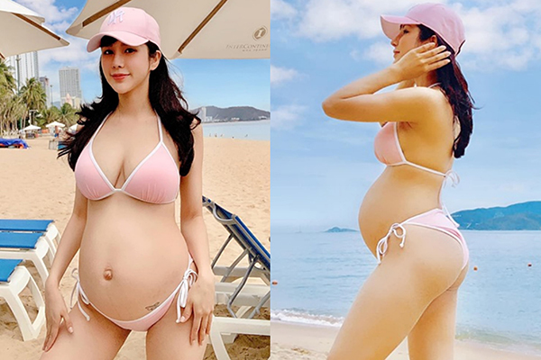 Diệp Lâm Anh diện bikini khoe bụng bầu 6 tháng