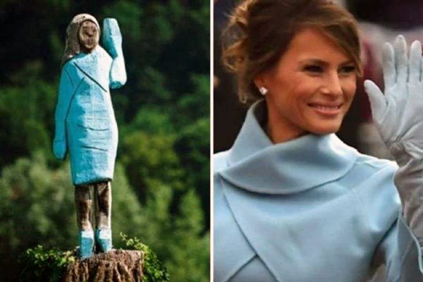 Lùm xùm việc vợ ông Trump được dựng tượng gỗ